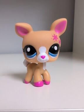 Authentic Littlest Pet Shop Deer Fawn G7 #123 Pink Accents Basic Fun